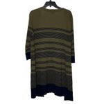 Talbots Open Cardigan Sweater Jacket Size Small Green Black Stripes Womens Pima Photo 4