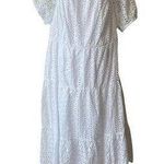 Lane Bryant  Eyelet Dress‎ 20 White Lined Tiered Puff Sleeve Boho Beachy Feminine Photo 0