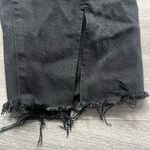 Good American Black Color Treated Split Raw Hem Straight Leg Denim Jeans Size 12 Photo 2