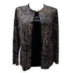 Elementz  Twinset Black Metallic Gold Bronze‎ Paisley Print Collarless Jacket 2X Photo 1