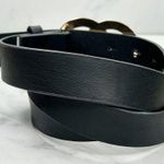 Black Faux Leather Belt with Faux Pearl Buckle Size Large L XL Womens Photo 3