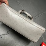 Kate Spade  KAY STREET OSTRICH EMBOSSED SMALL FELIX‎ GREY LEATHER SATCHEL Photo 3