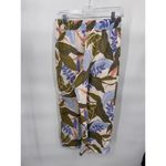 Tahari Wide Leg Lounge Beachy Pants Womens Small White Green Tropical Linen Photo 4