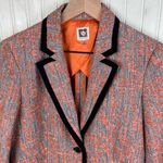 Anne Klein Women's Navy Blue Orange Tweed Blazer Jacket Size 8 Business Preppy Photo 2