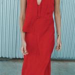 ZARA  midi dress Elegant Red Halter prom wedding cocktail party satin  Photo 10