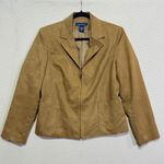 Evan Picone  Women's Tan Faux Suede Blazer Jacket Size 10 Zippered Pockets Photo 0