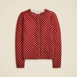 J.Crew Carolyn Cardigan in Polka Dot Merino Wool in Burgundy Dots, Size Small Photo 3
