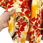 Vintage 1960s Pomare Hawaii Floral Kimono Style Batwing Sleeve Cape Top Blouse Orange Photo 10