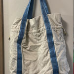 American Eagle Y2K  Outfitters White‎ Shoulder Bag Tote Cloth Ivory Blue Large Photo 0