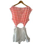 Anthropologie  Coral White Striped Cutout Romper NWT Size Large Photo 4