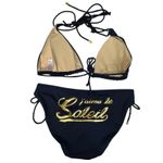 Victoria's Secret Victoria’s Secret Large Triangle Bikini Swimsuit Set J'aime le Soleil Tie Padded Photo 5