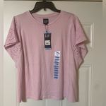 Gap NWT Pink Feminine Balletcore Barbiecore Eyelet Sleeve Top Size Large Photo 1