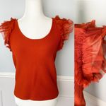 Bailey 44 Tulle Sleeve Tank Top Copper Ribbed Scoop Neck Size Large Photo 1