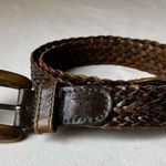 Vintage 1991 Liz Claiborne Belt Braided Brown Leather Gold Tone Chunky Buckle XS Photo 7