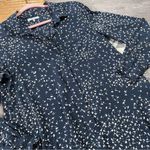 Ganni  Barra Crepe blouse in total eclipse‎ navy hidden buttons women’s size S Photo 3