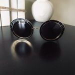 Tory Burch Round Geometric Sunglasses With Case, Black / Gold, Retro Photo 1