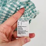 American Eagle ae cottagecore milkmaid peasant cotton linen blend plaid crop top robin egg blue Photo 5