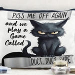 Black Cat & Letter Print Makeup Bag Photo 0