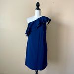 Shoshanna  | Navy Blue One-Shoulder Ruffle Cocktail Dress Sz 4 Photo 1