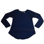 Xhilaration  Crew Neck Lace Trim Blouse Size S Boho Chiffon High Low Hem Casual Photo 1