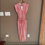 ZARA NWT Printed Belted Jumpsuit in Red White Floral Size Extra Small Photo 5