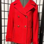 Talbots Red Pea Coat with Double Breasted Design Photo 1