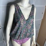 Free People Intimately Womens Bare It All Lace Trim Floral Bodysuit Size Medium Photo 11