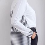 ADAY Something Borrowed Shirt in Breton Stripes Size Small White Photo 3