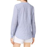 Michael Kors Blue White Pinstripe Long Sleeve Popover Blouse Size M Size M Photo 4