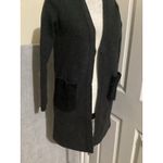 Elie Tahari Gray Open Front Long Sleeve Merino Wool Cardigan Pockets Size S Photo 1