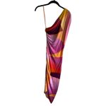 SMYTHE Abstract Neon Print One Shoulder Ruched Jersey Midi Dress 8 Pink Photo 4