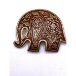 Vintage Brass Elephant Belt Buckle With Floral Design 1970's Red Photo 2