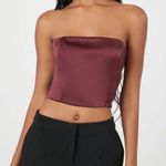 Forever 21 Plum Satin Lace Up Back Top Photo 0