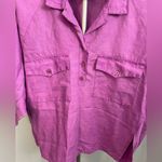 Kenar  VTG 100% linen‎ Purple 1/2 Button-Up Shirt Photo 1