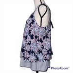 Crown & Ivy  medium womens red white & cute layered look tank floral firework Photo 2