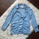 Rachel Roy Rachel  Chambray Drapey Moto Utility Jacket Photo 0
