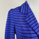 Anthropologie Cartonnier Striped Blazer Jacket S Blue Black Ruffle Stret… Photo 2