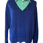 Ralph Lauren Lauren Black Label Layered V Neck Sweater. Navy/Green Size Large Photo 0