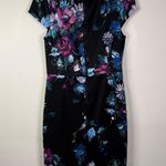 Betsey Johnson Black Floral Cap Sleeve Sheath Dress Photo 3