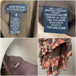 Jones New York  Bias Cut Dress Silk Floral ALTERED V-Neck Women Flirty Brown Pink Photo 6