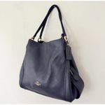 Coach  Edie 31 Shoulder Bag Pebble Leather Slouchy Tote Polished Dark Blue Purse Photo 9