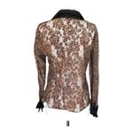 Vintage Richard Malcolm Black Unlined Mesh Lace Button Front Long Sleeve Blouse Size M Photo 3