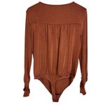 Free People Intimately Kaya Long Sleeve Cutout Bodysuit Chocolate Brown Size XL Photo 5