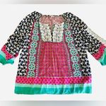 Crown & Ivy Blouse Boho Elephant Print Hippie 3/4 Sleeve Womens Size Large Photo 0