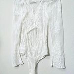 Free People NEW Intimately Ready To Party Ivory White Lace Sequin Bodysuit Sz Md Photo 0