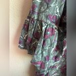 Ulla Popken Gray & Berry Floral Print 3/4 Ruffle Bell Sleeve Tunic Blouse 28/30 Photo 7