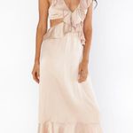 Show Me Your Mumu Zoey Midi Dress in Champagne Luxe Satin M Photo 4