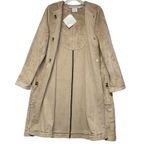 Gretchen Scott Women's Coat Faux Suede Gold Accents Pockets Size 14 NWT Tan Photo 1
