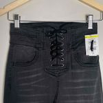 Juicy Couture NWT Womens Black Faded Wash High-Waisted Lace-Up Skinny Jeans 24 Photo 4