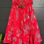SANGA Boutique Red Butterfly Whimsical Lined Bandana Midi Skirt Sz S EUC Photo 0